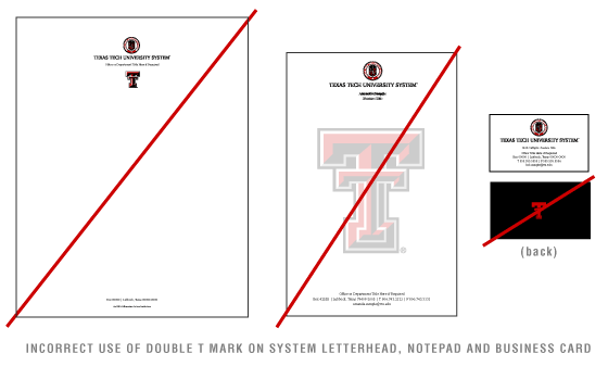Texas Tech Executive Paper System with Double T Incorrect Use