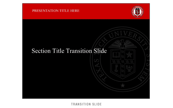 Texas Tech Formal Presentation Transition Example