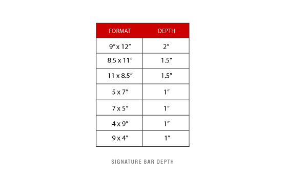 Print Collateral Signature Bar Depth Chart