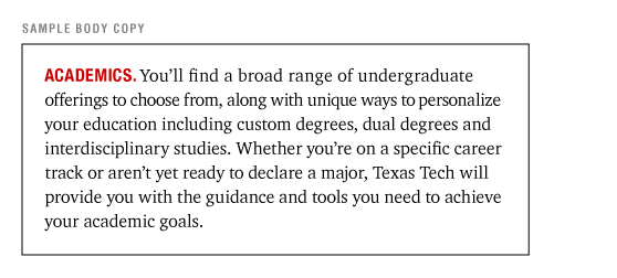 Texas Tech Typeography Body Copy Treatment