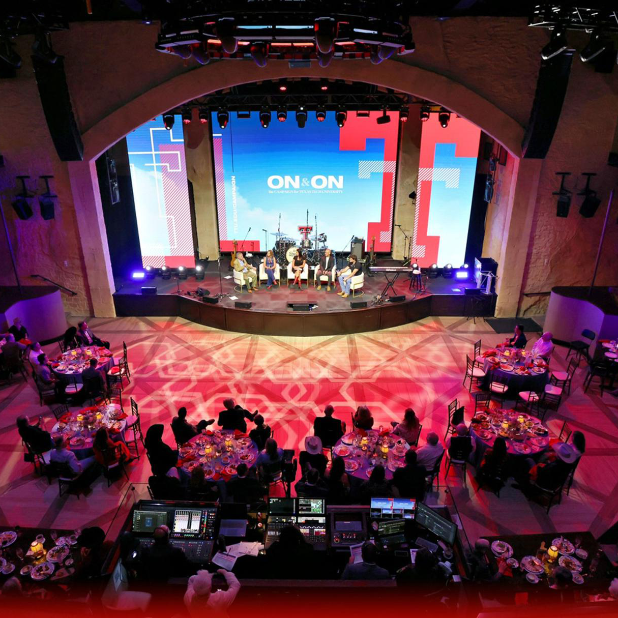 On&On Campaign Celebration in Dallas. Stage with panelists and guests.
