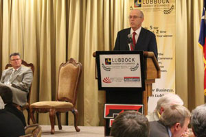 Hance speaks at Lubbock Chamber of Commerce luncheon.