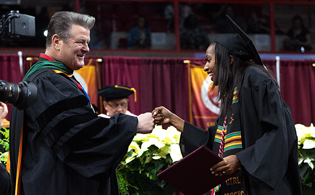 Chancellor Mitchell attending MSU Texas commencement